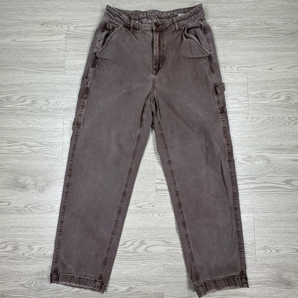American Eagle Women Pants Highest‎ Rise 90s Boyfriend Brown 6 Short Carpenter